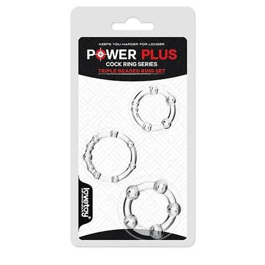 Triple Beaded Cock Ring Set by Lovetoy - Ball and Cock Toys