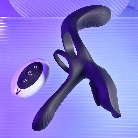 Playboy Pleasure The 3 Way Vibrating Men's Dick Cock Ring - Vibrating Cock Rings