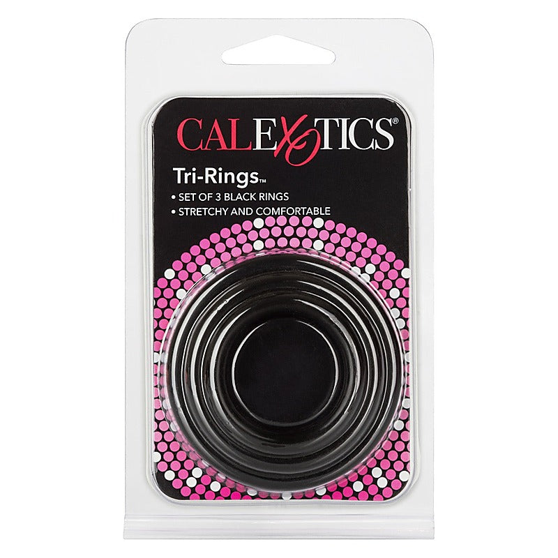 3 Piece Stretchy Men's Tri-Cock Rings by California Exotics - Stretchy Cock Rings