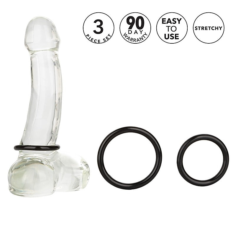 3 Piece Stretchy Men's Tri-Cock Rings by California Exotics - Stretchy Cock Rings