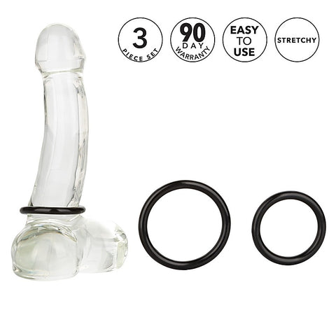 3 Piece Stretchy Men's Tri-Cock Rings by California Exotics - Stretchy Cock Rings