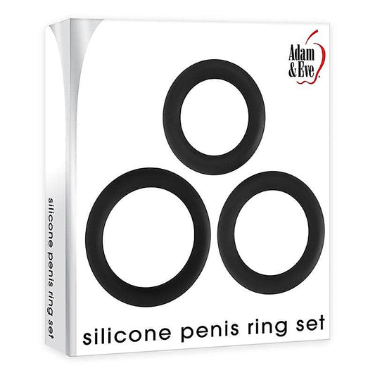 Black Penis Ring Trio by Adam & Eve - Cock Ring Sets
