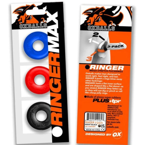 Oxballs Ringer Max Thick Durable Cockring Trio for Enhanced Pleasure - Cock Rings