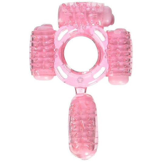 Humm Dinger Super Quad Cock Ring Pink by Hott Products - Cock Rings