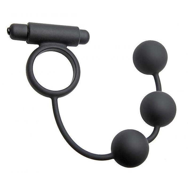 Tri-Orb Vibrating Cock Ring and Weighted Silicone Anal Balls - Cock Rings