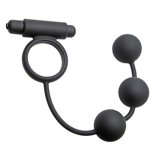 Tri-Orb Vibrating Cock Ring and Weighted Silicone Anal Balls - Cock Rings