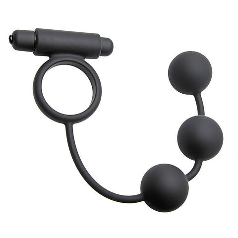 Tri-Orb Vibrating Cock Ring and Weighted Silicone Anal Balls - Cock Rings
