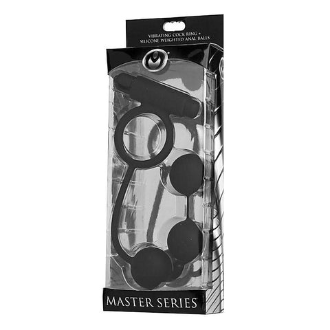 Tri-Orb Vibrating Cock Ring and Weighted Silicone Anal Balls - Cock Rings