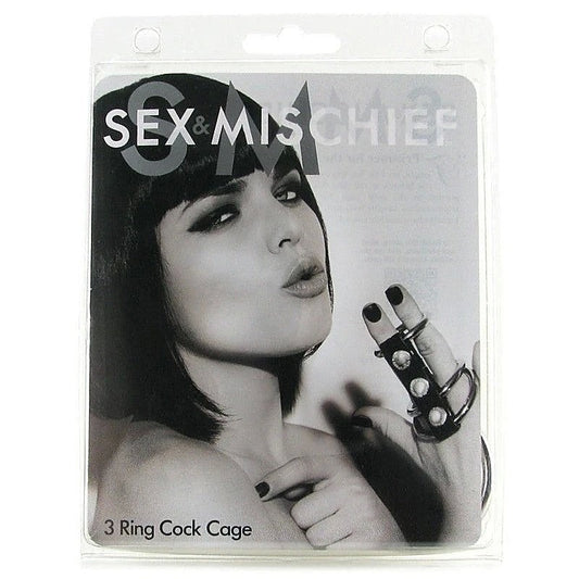 3 Ring Cock Cage by Sportsheets - Male Chastity