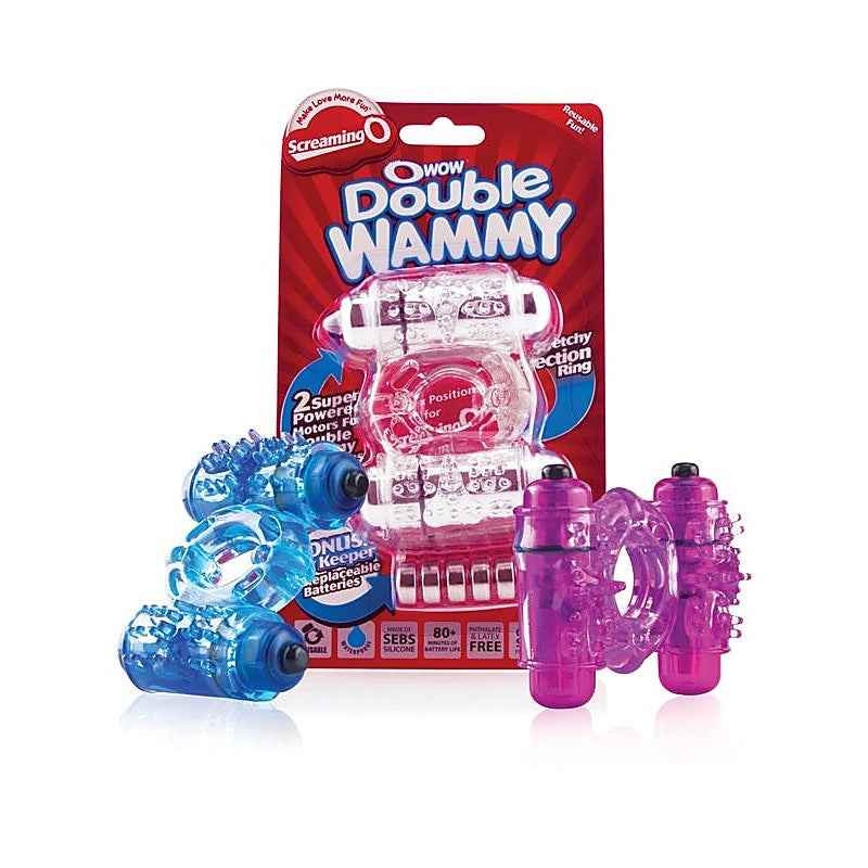 Premium The O Wow Double Wammy by Screaming O - Vibrating Cock Rings