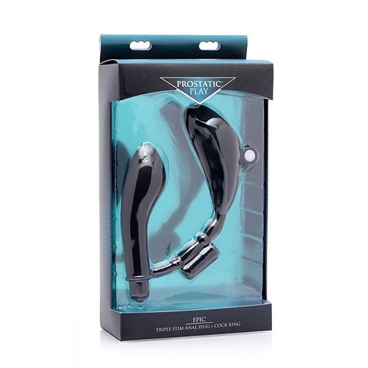 Epic Triple Stim Anal Plug Cock Ring by XR Brands - Cock Rings