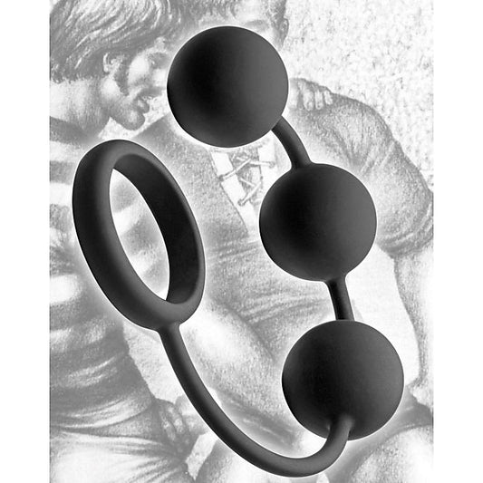 Silicone Cock Ring with 3 Weighted Balls by XR Brands - Stretchy Cock Rings