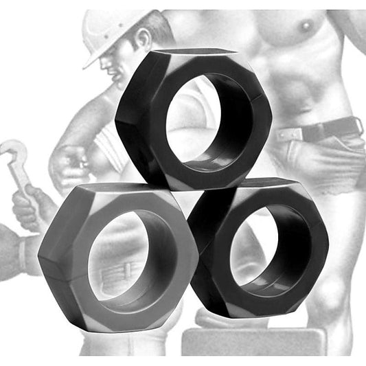 3 Piece Cock Nuts by XR Brands - Cock Rings