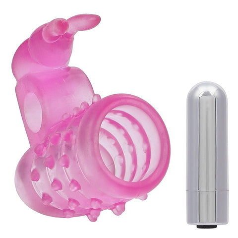 Stretchy Vibrating Bunny Enhancer by California Exotics - Cock Rings