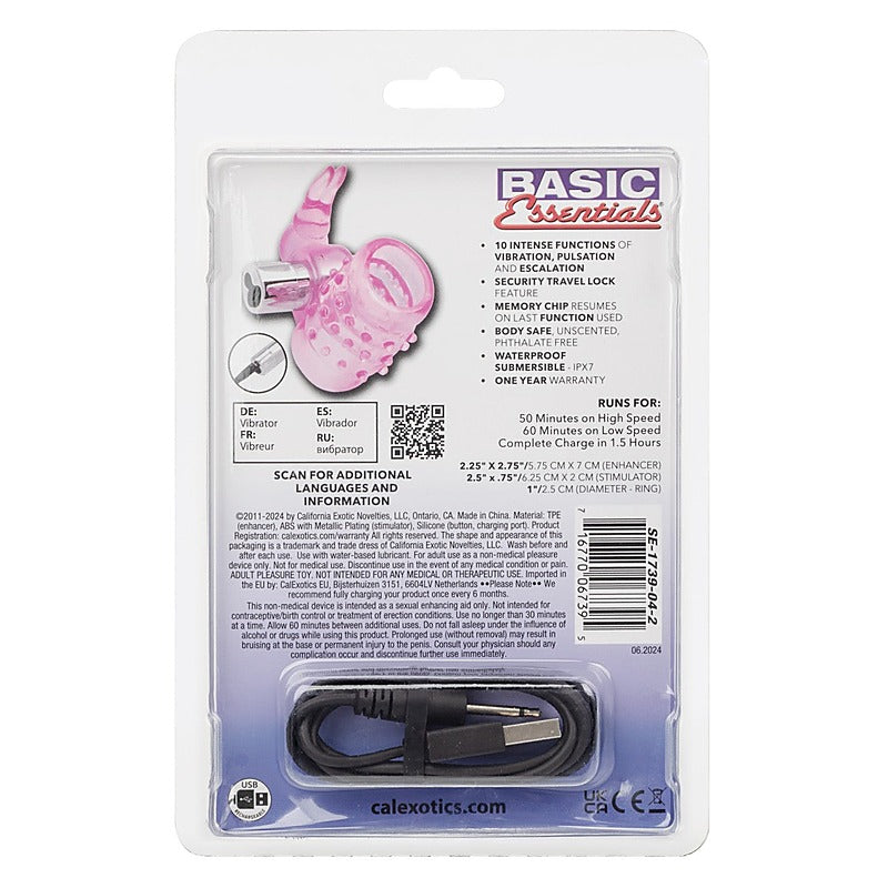 Stretchy Vibrating Bunny Enhancer by California Exotics - Cock Rings
