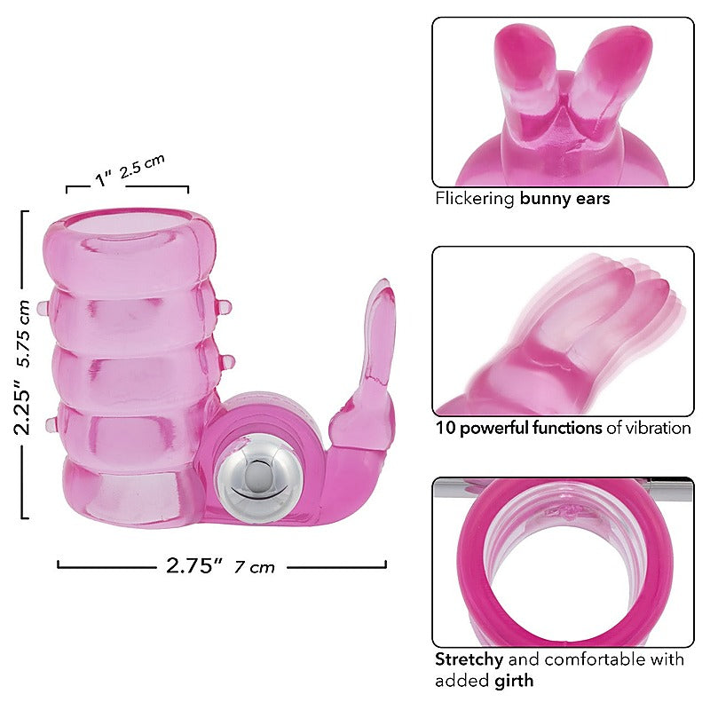 Stretchy Vibrating Bunny Enhancer by California Exotics - Cock Rings