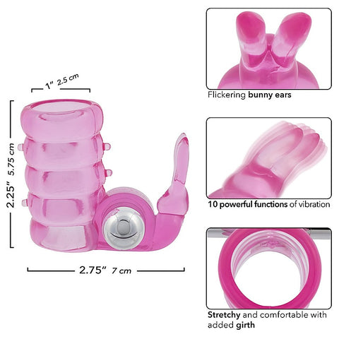 Stretchy Vibrating Bunny Enhancer by California Exotics - Cock Rings