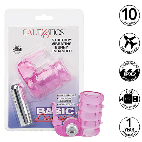Stretchy Vibrating Bunny Enhancer by California Exotics - Cock Rings