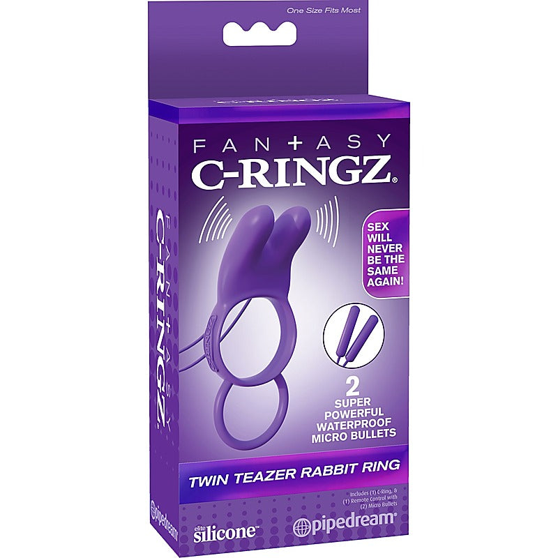C-Ringz Twin Teazer Rabbit Cock Ring by Pipedream - Vibrating Cock Rings