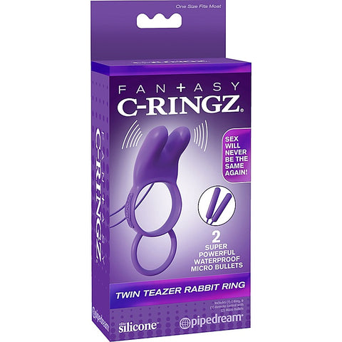 C-Ringz Twin Teazer Rabbit Cock Ring by Pipedream - Vibrating Cock Rings