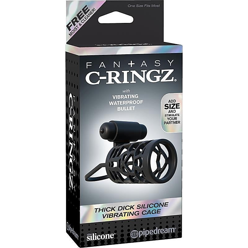 Fantasy C-Ringz Thick Dick Silicone Vibrating Cage - Vibrating Cock Rings