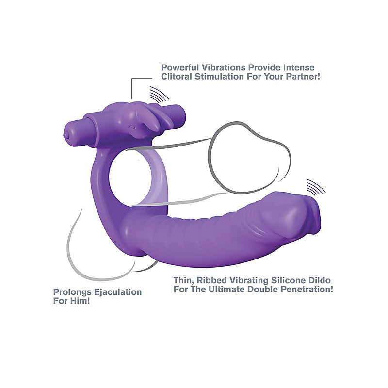 Fantasy C-Ringz Silicone Double Penetrator Rabbit - Vibrating Cock Rings