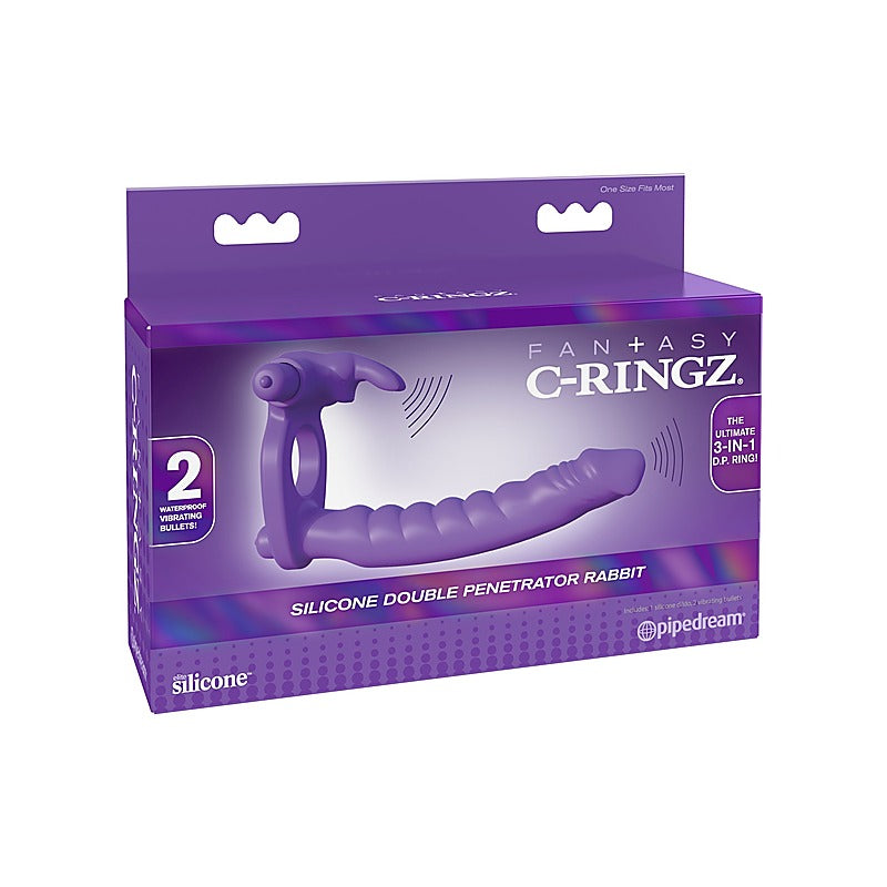 Fantasy C-Ringz Silicone Double Penetrator Rabbit - Vibrating Cock Rings