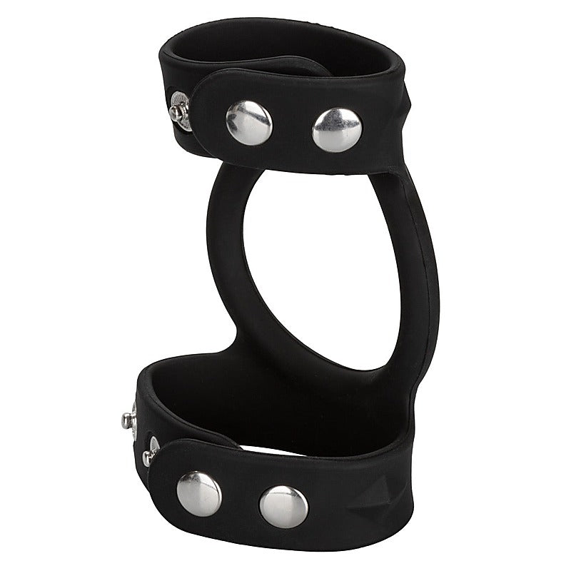 Silicone Tri-Snap Male C and B Cage by California Exotics - Stretchy Cock Rings