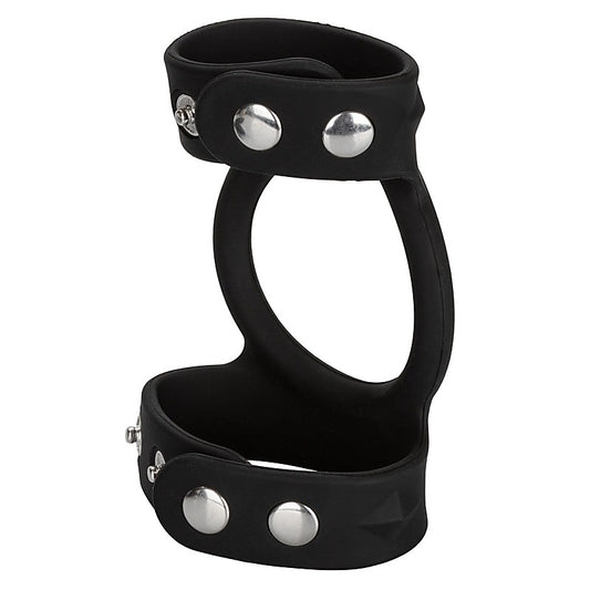 Silicone Tri-Snap Male C and B Cage by California Exotics - Stretchy Cock Rings