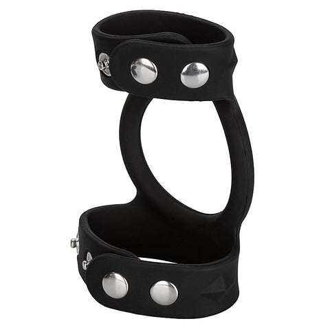 Silicone Tri-Snap Male C and B Cage by California Exotics - Stretchy Cock Rings