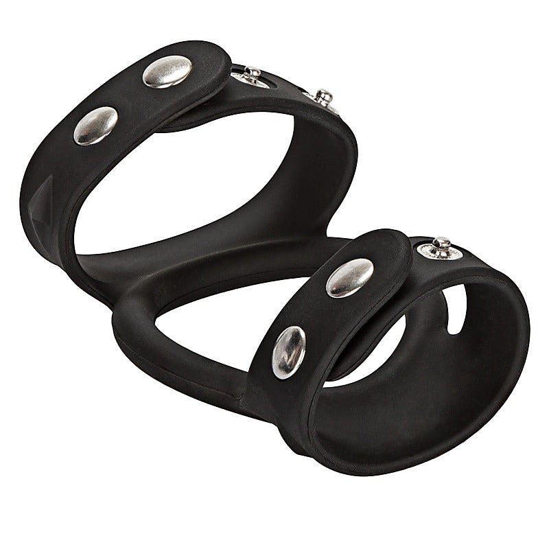 Silicone Tri-Snap Male C and B Cage by California Exotics - Stretchy Cock Rings