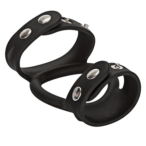 Silicone Tri-Snap Male C and B Cage by California Exotics - Stretchy Cock Rings