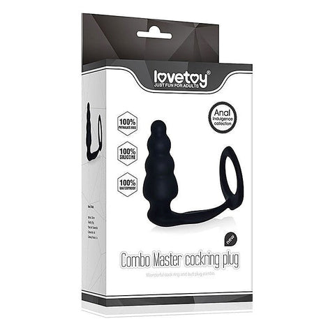Premium Combo Master Cockring Plug by Lovetoy - Stretchy Cock Rings