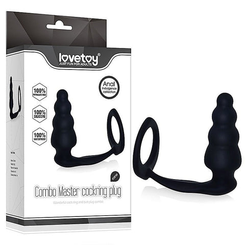 Premium Combo Master Cockring Plug by Lovetoy - Stretchy Cock Rings