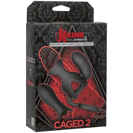 Vibrating Silicone Cock Cage with Ball Strap and Dual - Cock Rings