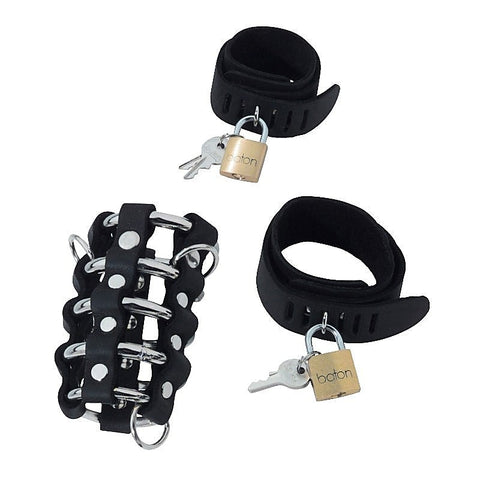 Spartacus Enterprises Triple Cock Chastity Combo Set with Multi Ring Design - Male Chastity