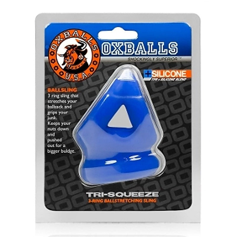Tri-Squeeze 3-Cock Ring Ballstretching Sling by Oxballs - Ball and Cock Toys