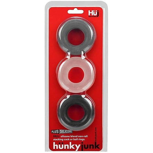 HUJ3 C-Ring 3 Pack Multi Colour by Hunkyjunk - Cock Rings