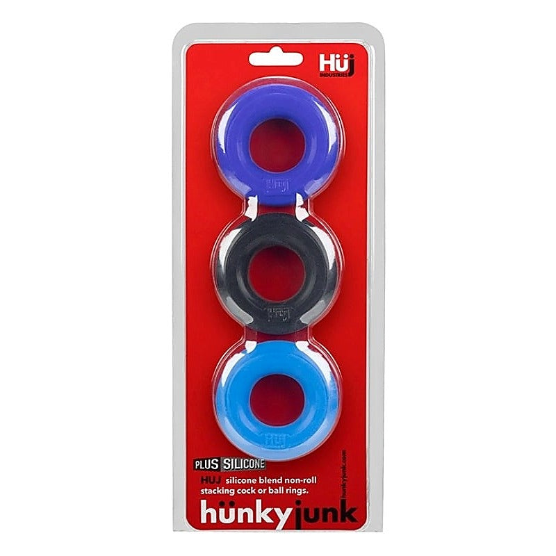 HUJ3 C-Ring 3 Pack Multi Colour by Hunkyjunk - Cock Rings