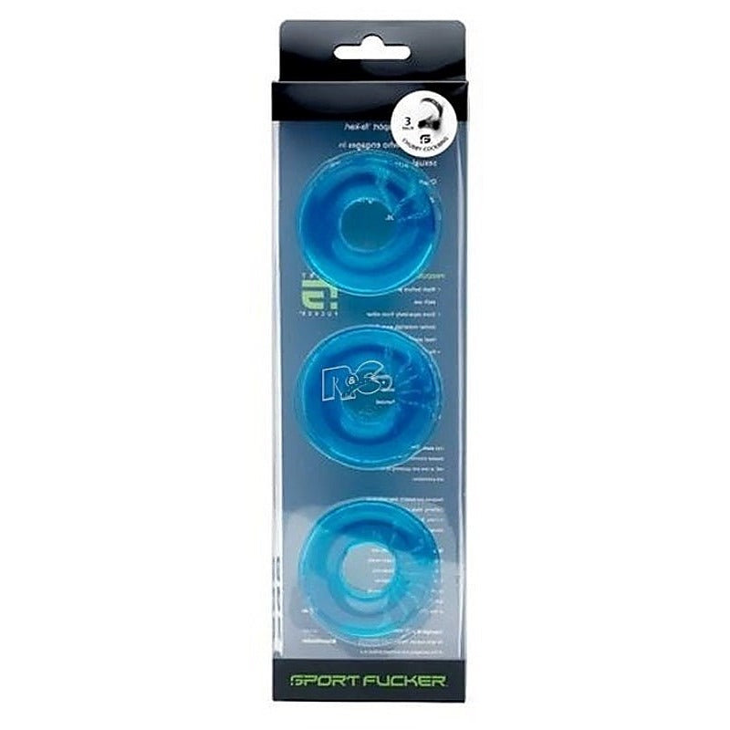 Sport Fucker Chubby Cockring 3 Pack Ultra Stretchy TPR Design - Cock Rings