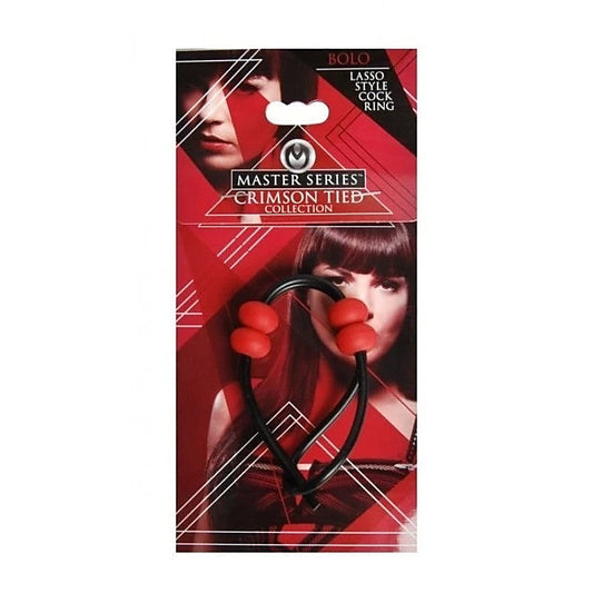 Master Series Crimson Tied Bolo Lasso Cock Ring by XR Brands - Cock Rings