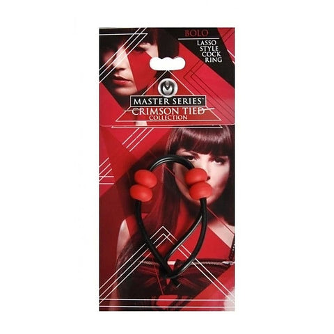 Master Series Crimson Tied Bolo Lasso Cock Ring by XR Brands - Cock Rings