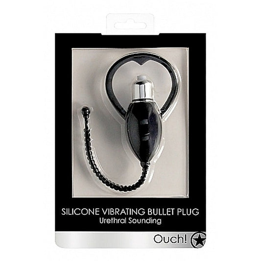 Ouch! Urethral Sounding Vibrating Bullet Plug by Shots Toys - Cock Rings