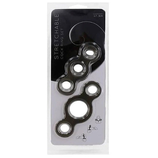 Stretchable Cock Ring Set Smoke by Seven Creations - Cock Ring Sets