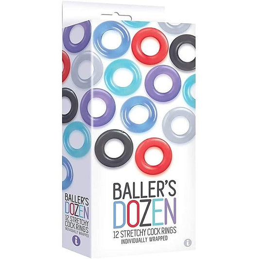 Baller's Dozen 12 Stretchy Cock Rings by Icon Brands - Cock Ring Sets