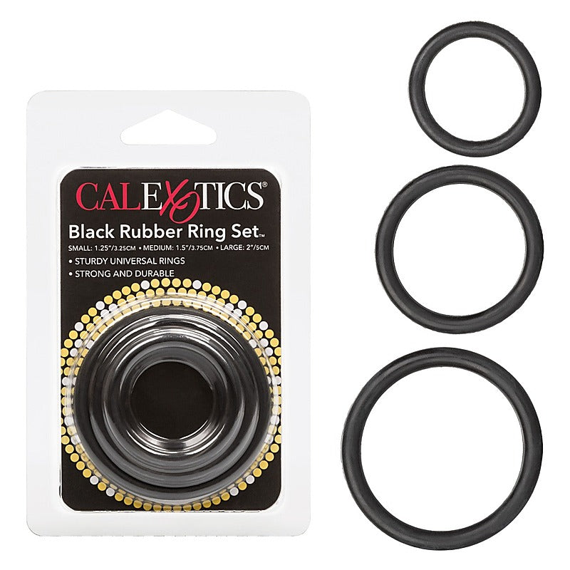 3 Piece Stretchy Rubber Cock Ring Set by California Exotics - Stretchy Cock Rings