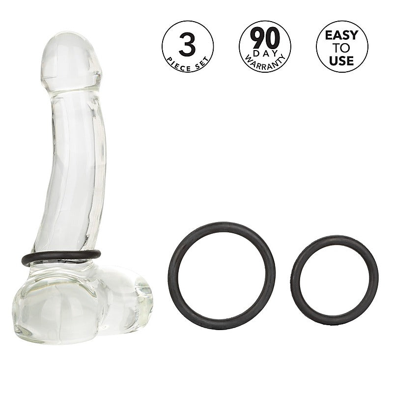 3 Piece Stretchy Rubber Cock Ring Set by California Exotics - Stretchy Cock Rings