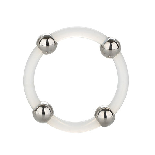 Large Steel Beaded Silicone Cock Ring by California Exotics - Cock Rings