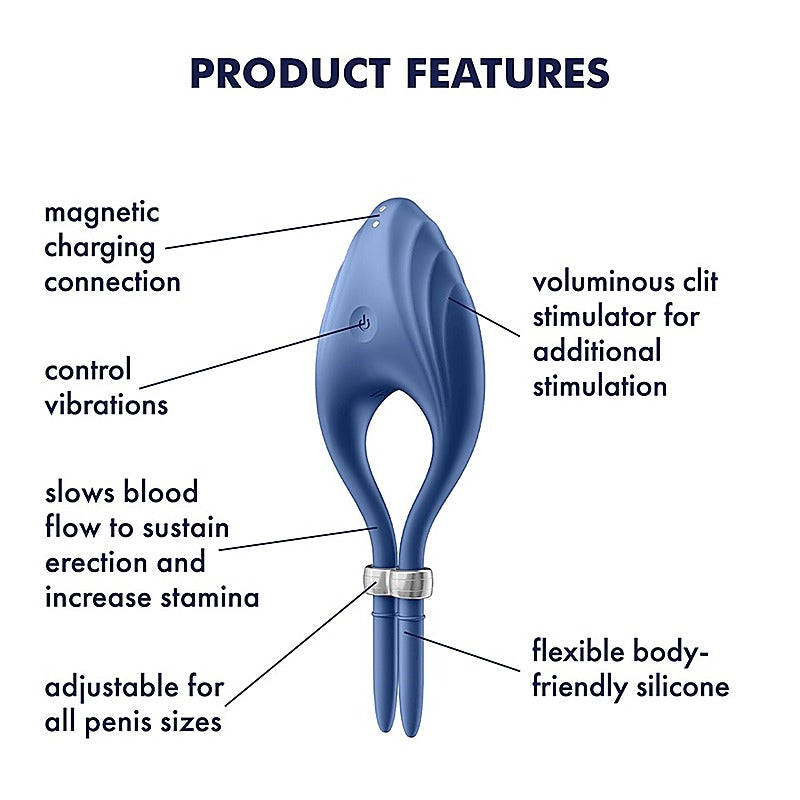 Duelist Silicone Vibrating Mens Cock Ring by Satisfyer - Ball and Cock Toys