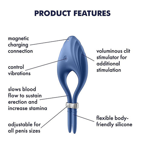 Duelist Silicone Vibrating Mens Cock Ring by Satisfyer - Ball and Cock Toys